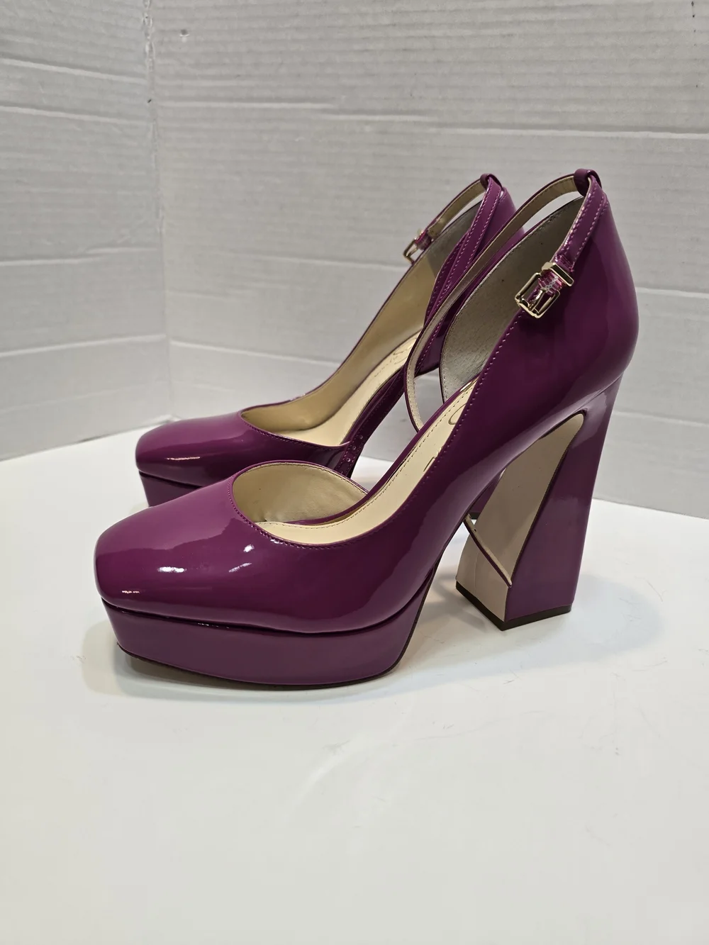 Jessica Simpson Magenta Patent Platform Slingback Pumps